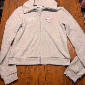 Peanuts Gray Kids Jacket with Embroidered Snoopy Design